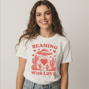 UFO Love Retro Graphic Tee Kitsch Vintage Style Alien T-Shirt Super Soft
